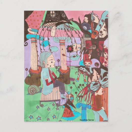 surrealistisch gezeichnet mit Faustine , Postkarte (Vorderseite)
