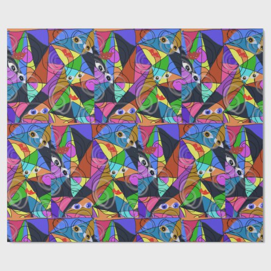 Surrealistische abstrakte geometrische Muster mit Geschenkpapier (Flach)