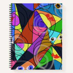Surrealistische abstrakte geometrische Muster mit Notizblock