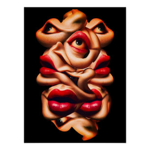 Surrealistische abstrakte Gesichter, kühne express Poster