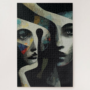 Surrealistische abstrakte verflochtene Gesichter Puzzle