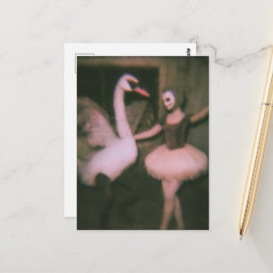 Surrealistische Ballerina und Schwan Faux-Vintage- Postkarte