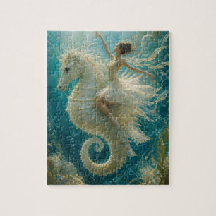 Surrealistische Ballerina und Seepferdchen-Fantasi Puzzle