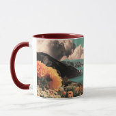 Surrealistische Berglandschaft mit Planeten und Wo Tasse (Links)