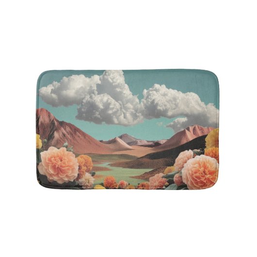 Surrealistische Blumen-Berglandschaft mit dramatis Badematte (Vorderseite)