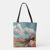 Surrealistische Blumen-Berglandschaft mit dramatis Tasche (Rückseite)
