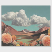 Surrealistische Blumenberglandschaft mit dramatisc Geschenkpapier (Flach)