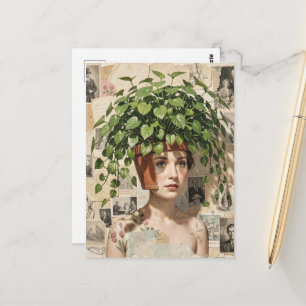 Surrealistische Blumentopf-Frau Postkarte