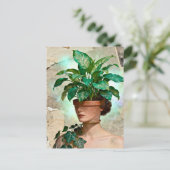 Surrealistische Blumentopf-Frau Postkarte (Stehend Vorderseite)
