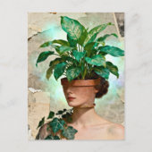 Surrealistische Blumentopf-Frau Postkarte (Vorderseite)