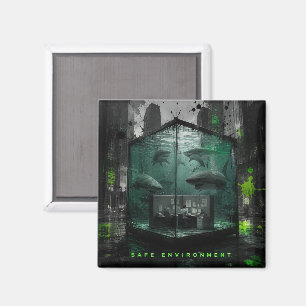 Surrealistische Cyberpunk-Kunst mit Unternehmensir Magnet