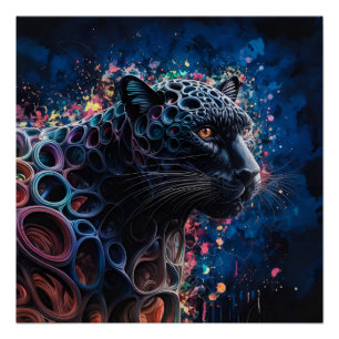 Surrealistische digitale Wasserfarbe eines Schwarz Poster