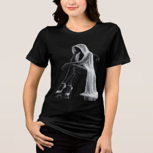 Surrealistische emotionale Figur Kunst Frauen Schw Tri-Blend Shirt
