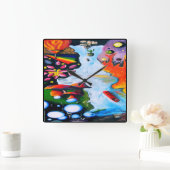 Surrealistische Fantasy Mushroom Wonderland Quadratische Wanduhr (Zuhause)