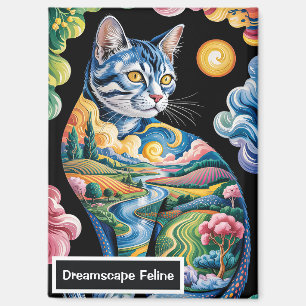 Surrealistische farbenfrohe Katzenlandschaftsmaler Magnet