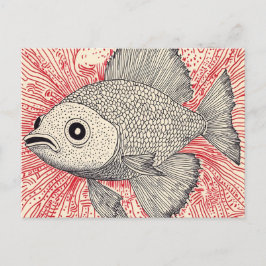 Surrealistische Fischillustration - Vintage-Tinten Postkarte