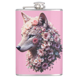 Surrealistische florale Fuchs-Dreamy-Fantasy-Illus Flachmann