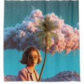 Surrealistische Frau mit Palme Duschvorhang (Vorderseite)