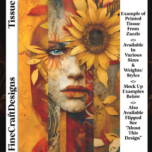 Surrealistische Frau & Sonnenblumen Collage DS7L D Seidenpapier