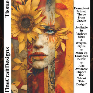 Surrealistische Frau & Sonnenblumen Collage DS7R D Seidenpapier