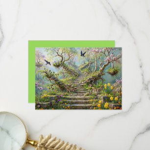 Surrealistische Frühlingsstiege schluckt Wildblume Dankeskarte