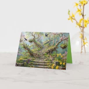 Surrealistische Frühlingsstiege schluckt Wildblume Karte