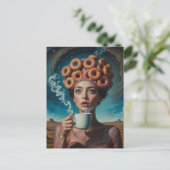 Surrealistische Frühstücks-Donuts Postkarte (Stehend Vorderseite)
