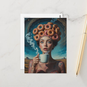 Surrealistische Frühstücks-Donuts Postkarte