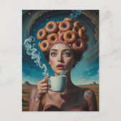 Surrealistische Frühstücks-Donuts Postkarte (Vorderseite)