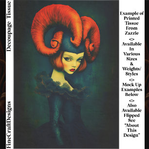 Surrealistische gehörnte Frau, Gothic Aries FK5R D Seidenpapier