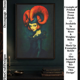 Surrealistische gehörnte Frau, Gothic Widder FK5L  Seidenpapier