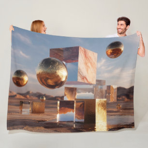 Surrealistische geometrische Komposition mit golde Fleecedecke
