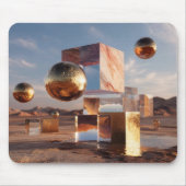 Surrealistische geometrische Komposition mit golde Mousepad (Vorne)