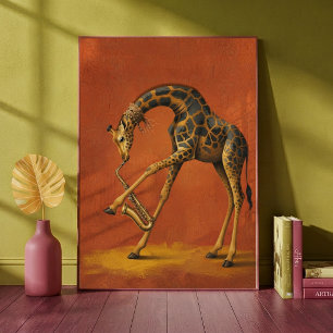 Surrealistische Giraffe Saxophon spielend Musikali Poster