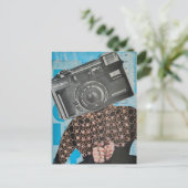 Surrealistische Kamerafrau-Collage Postkarte (Stehend Vorderseite)