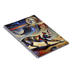 Surrealistische Katze Schmelzende Uhren Dali Picas Notizblock