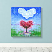 Surrealistische Kunst mit zwei Herzen Leinwanddruck (Insitu (Holzboden))