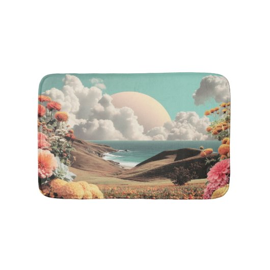 Surrealistische Küstenlandschaft mit Blumen und Wo Badematte (Vorderseite)