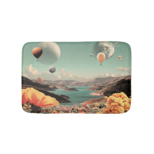 Surrealistische Landschaft mit Luftballons und Mon Badematte