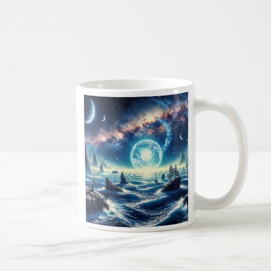 Surrealistische Landschaft unter einem Sternenhimm Kaffeetasse (Rechts)