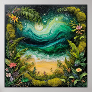 Surrealistische Landschaftskunst mit lebhafter Nat Poster