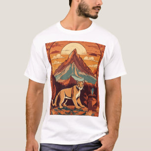 Surrealistische Löwe mit Indianerschiff T-Shirt