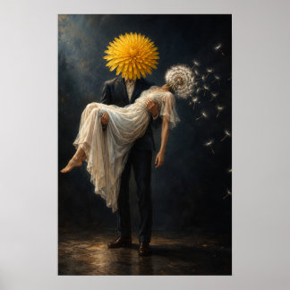 Surrealistische Löwenzahn-Paarkunst Poster