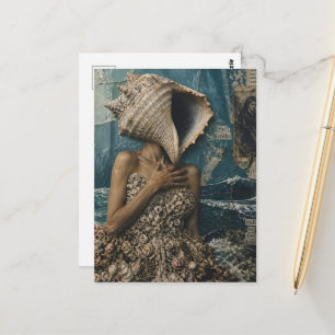 Surrealistische Meeresschnecken-Dame Postkarte