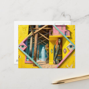 Surrealistische Meerjungfrauen kommen einmal im Ja Postkarte