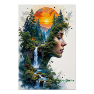 Surrealistische Naturporträt-Frau-Sonnenuntergang- Poster