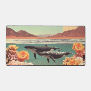 Surrealistische Ozeanszene mit Walfischen und Kora Schreibtischunterlage