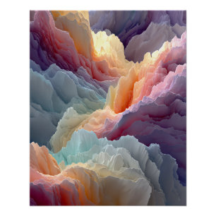Surrealistische Pastell-Regenbogenberge Fantasy-La Poster