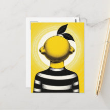 Sürrealistische Person mit einer Zitrone als Kopf