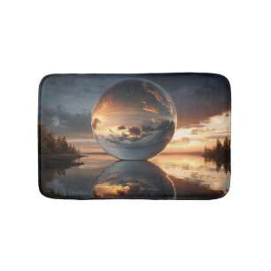 Surrealistische reflektierende Kugel mit Sonnenunt Badematte